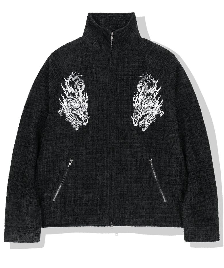 Eastern Dragon Tweed Track Jacket - Black