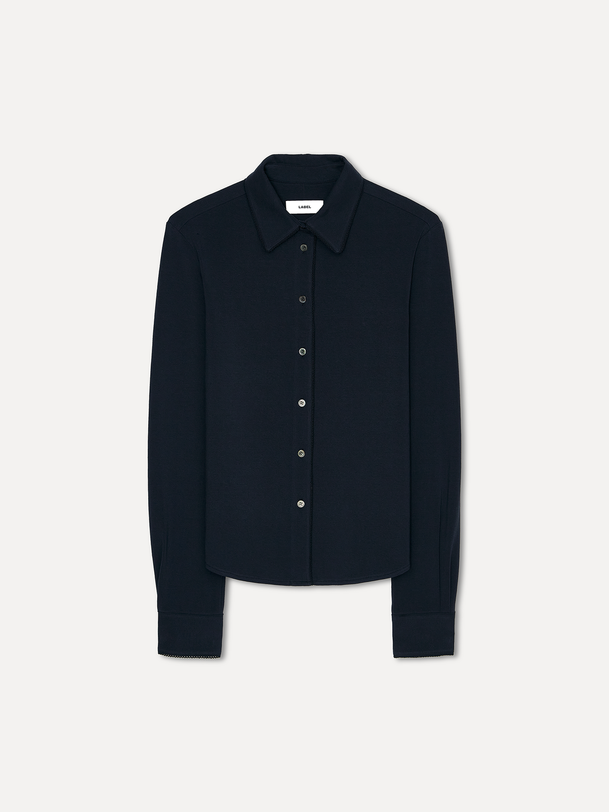라벨아카이브(LABELARCHIVE) W Rein delicate lace trim shirt navy