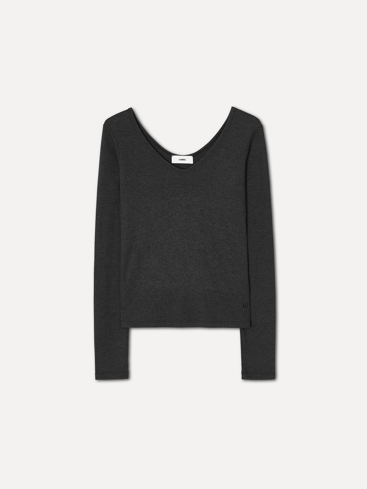라벨아카이브(LABELARCHIVE) W Milla soft touch V-neck top charcoal