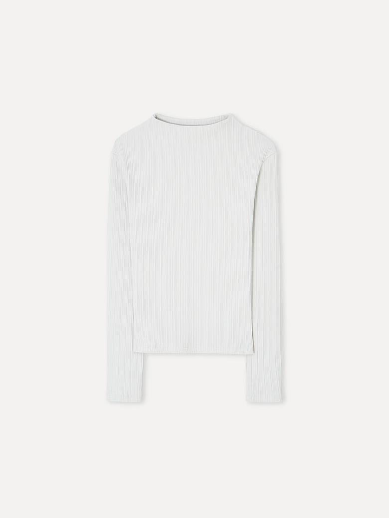W Thora wavy rib mock neck top chalk