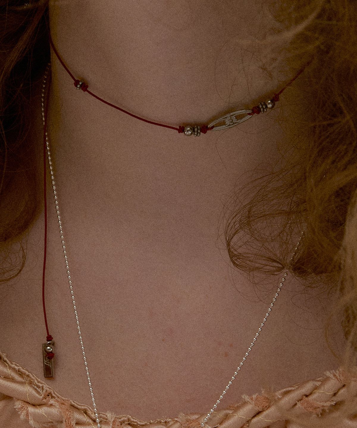 엔프프(NFF) oval trace necklace-red