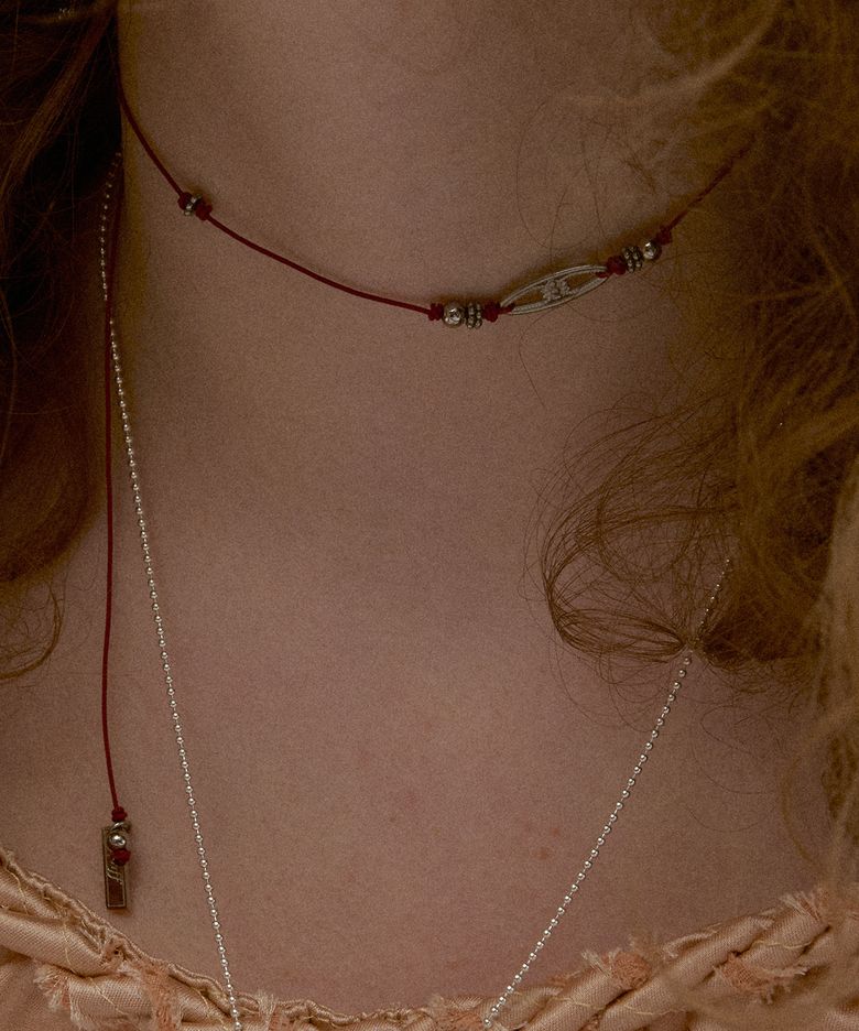 oval trace necklace-red