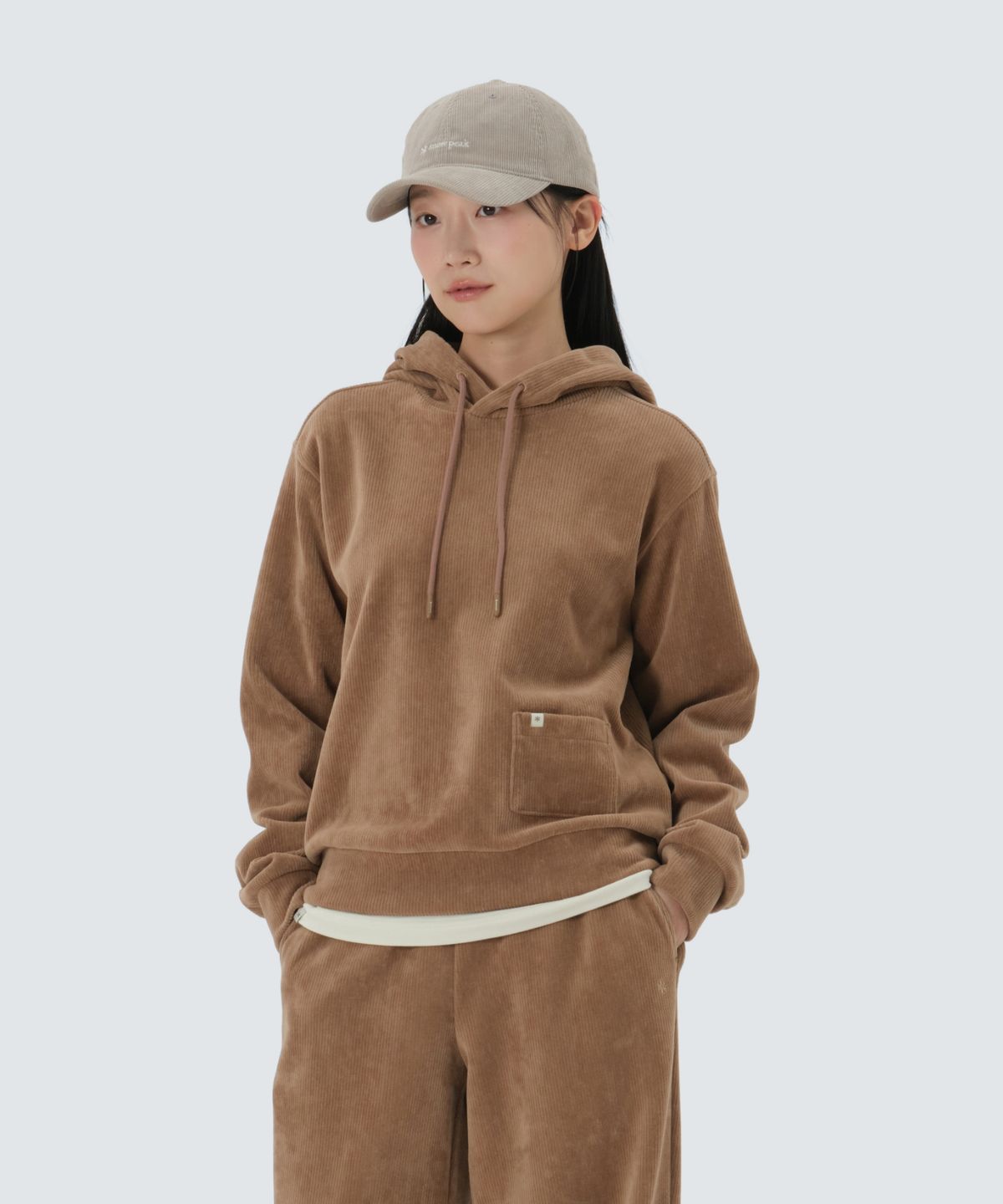 스노우피크 어패럴(SNOWPEAK APPAREL) 코듀로이 여성 후드 티셔츠 (S25WWFHD71) Camel