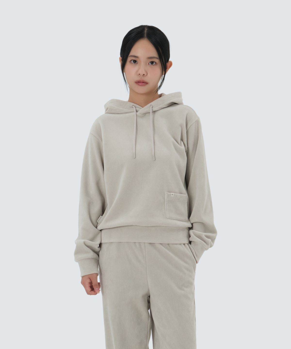 스노우피크 어패럴(SNOWPEAK APPAREL) 코듀로이 여성 후드 티셔츠 (S25WWFHD71) Light Beige