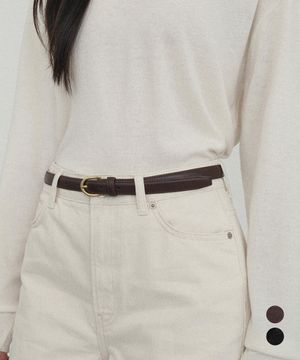 플레인 소가죽 슬림 벨트 (브라운)