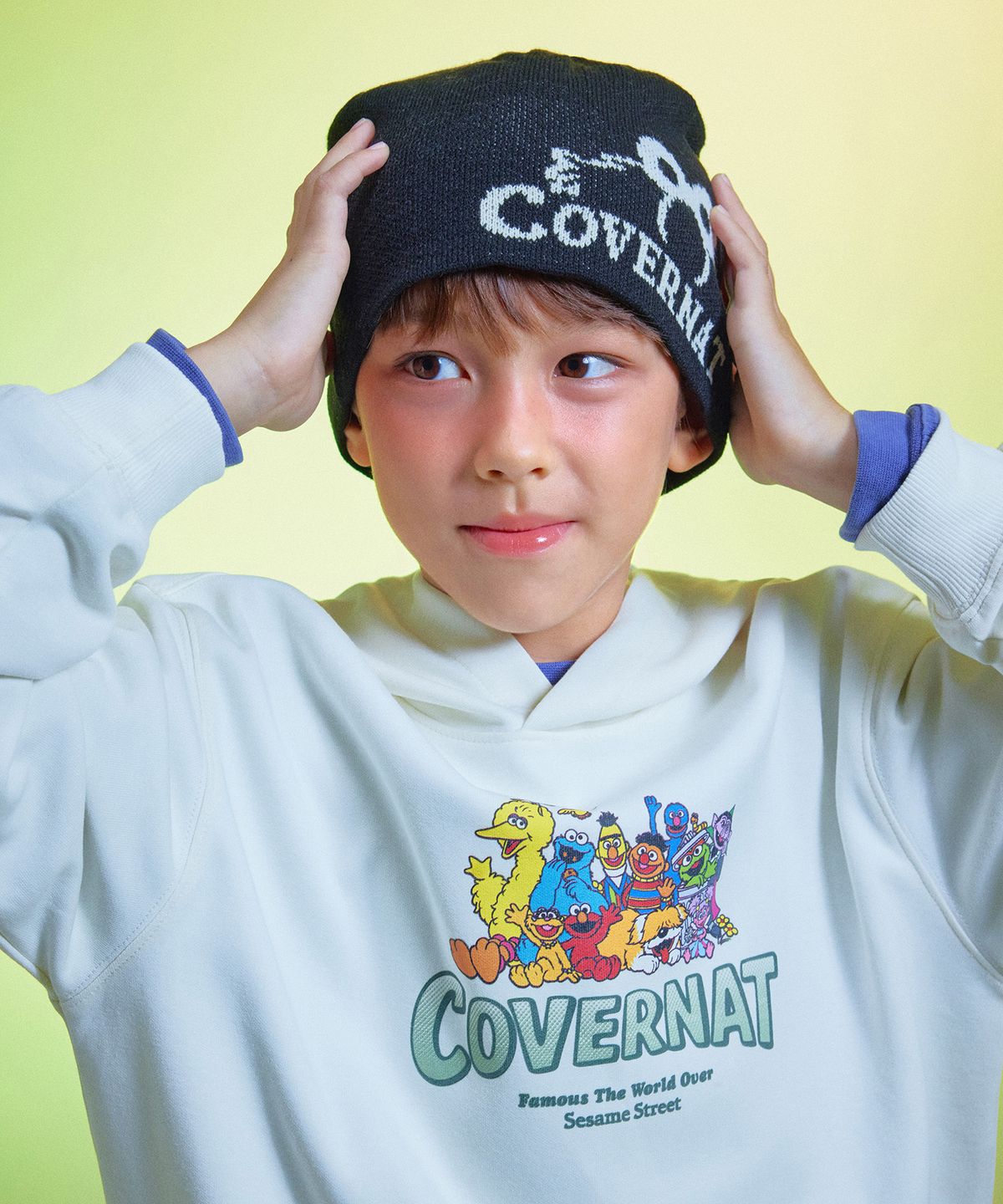 커버낫 키즈(COVERNAT KIDS) 세서미스트리트x커버낫 키즈 엘모 비니 블랙 CK2507BN07BK