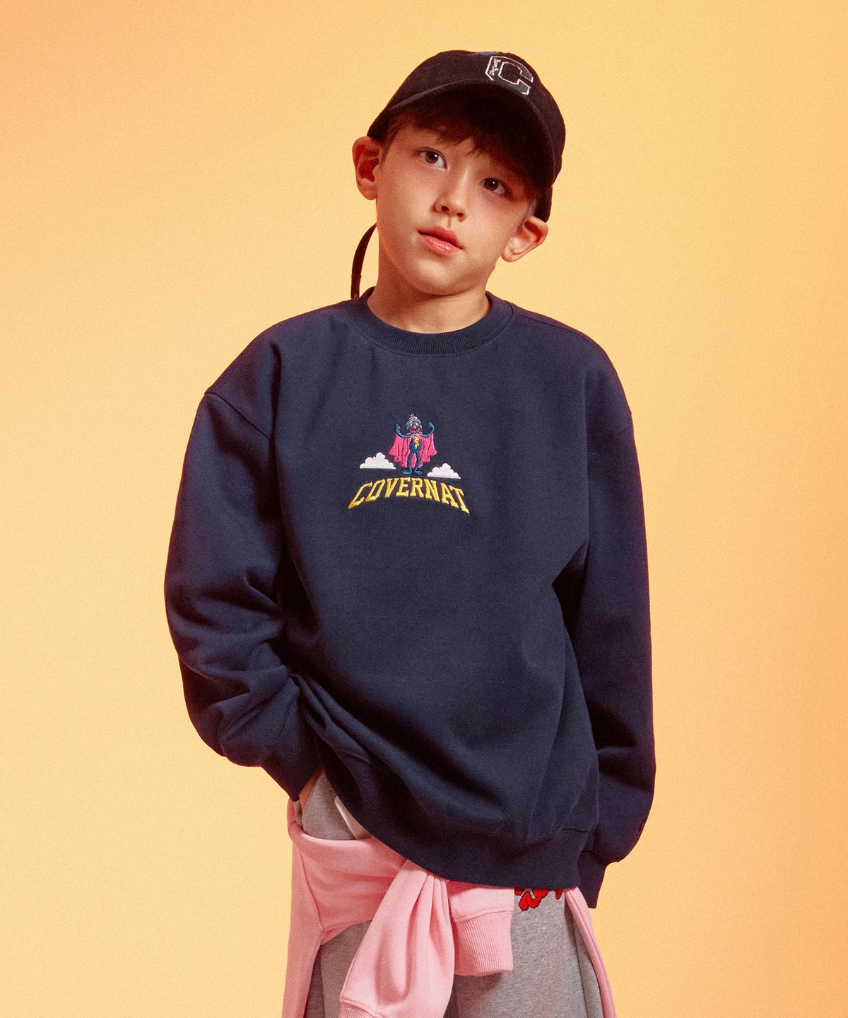 커버낫 키즈(COVERNAT KIDS) 세서미스트리트x커버낫 키즈 슈퍼맨 그로버 맨투맨 네이비 CK2507CR30NA