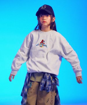 세서미스트리트x커버낫 키즈 컬러페이퍼 엘모 맨투맨 헤더 그레이 CK2507CR09HG