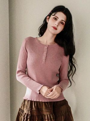 Lace Neck Button Tshirt