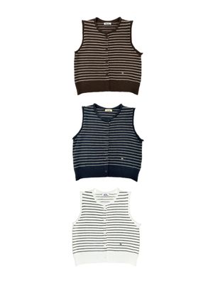Striped Knit Button Vest