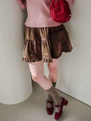 Corduroy Ruffle Mini Skirt