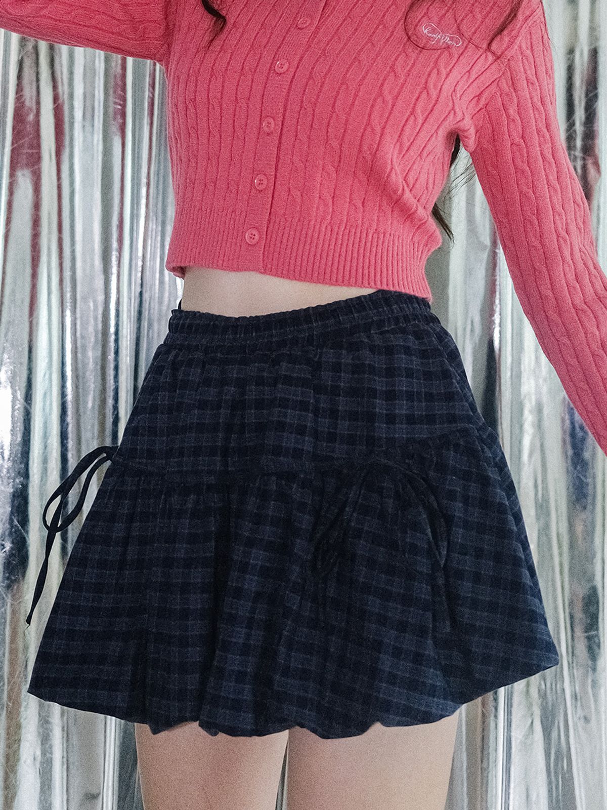 쿨키튼(KOOLKITTEN) Ribbon Plaid Balloon Skirt