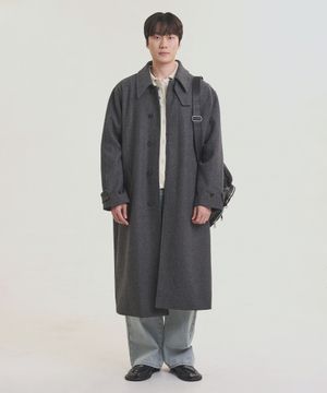 [도댕X노이즈] 헤링본 울 발마칸 코트 - 차콜