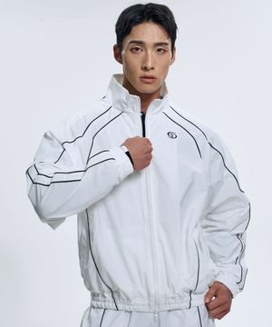 스트림 커브드 파이핑 자켓 - White