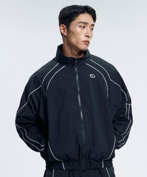 스트림 커브드 파이핑 자켓 - Black
