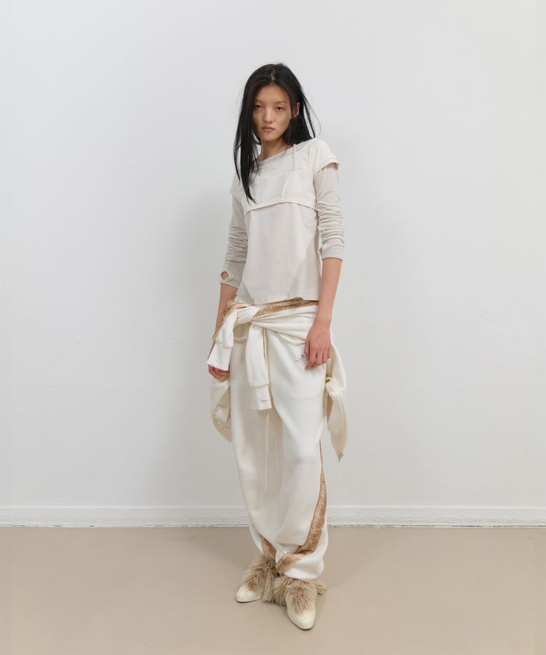 Side Fur Trim Sweatpants / Ivory