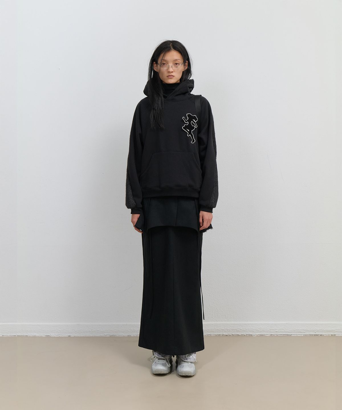 오호스(OJOS) Knit Back Hoodie / Black