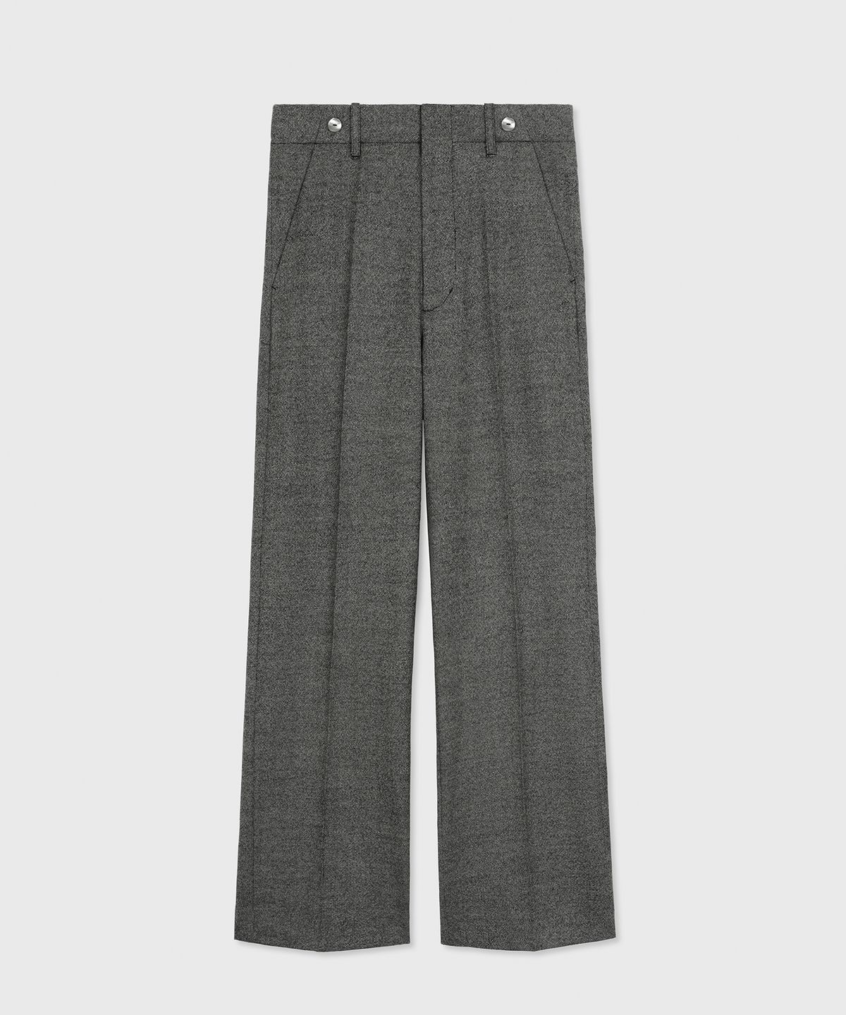 타일레(TAILLE) WOOL TWEED BRACES TROUSERS BROKEN GREY
