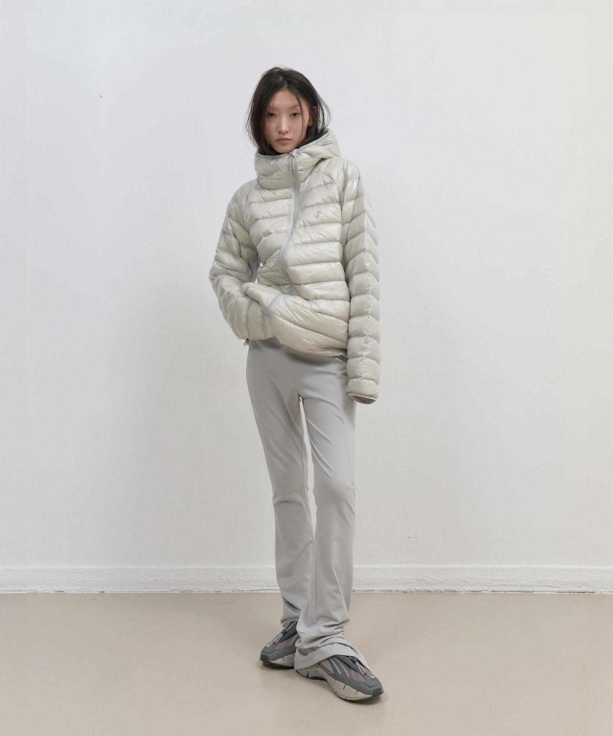 오호스(OJOS) Light Down Hooded Jacket / Grey