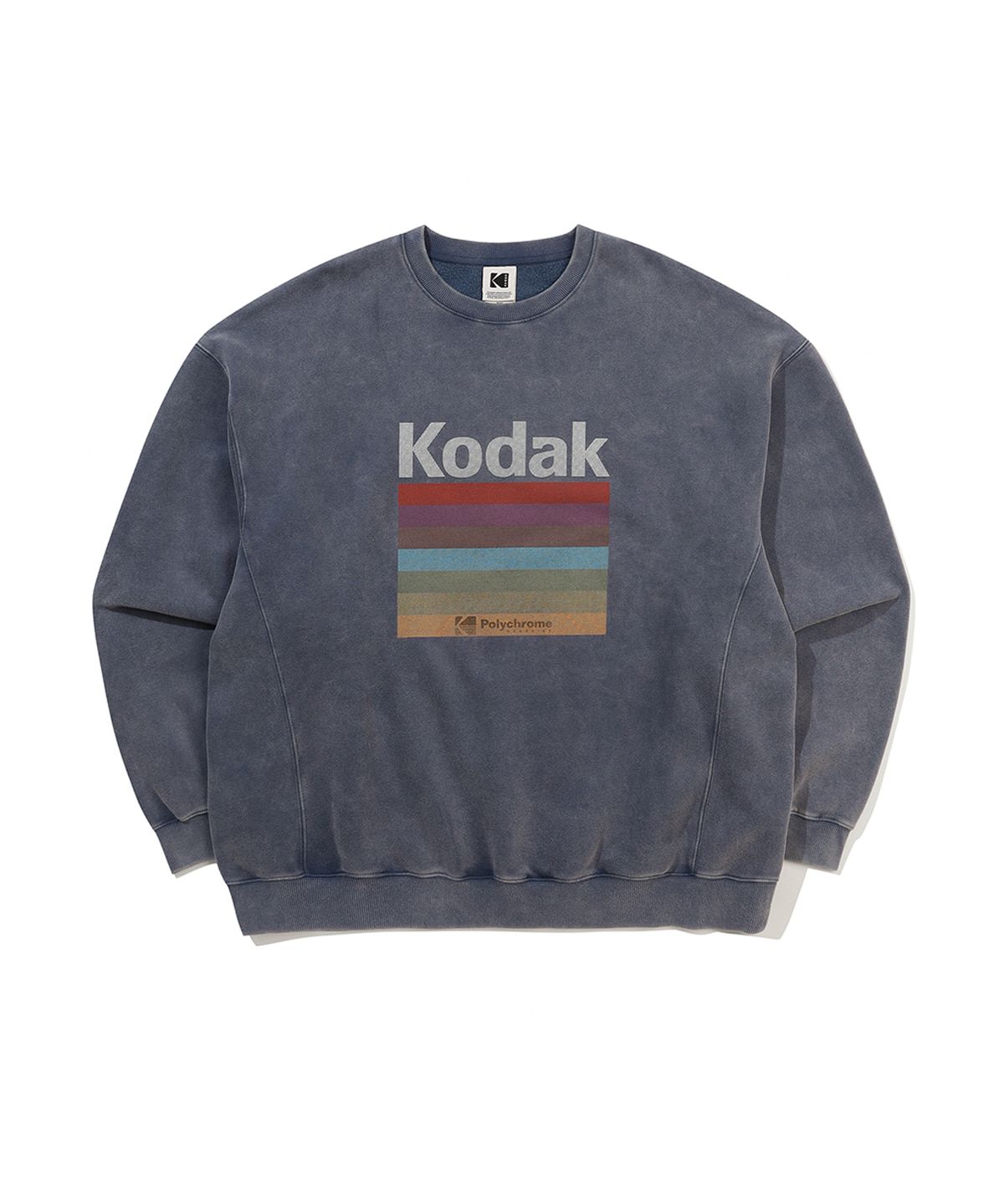 코닥(KODAK) 레인보우 스노우워싱 기모 맨투맨 NAVY