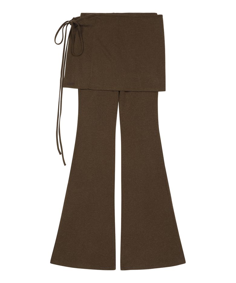 W) SOFT FLARE PANT SET BROWN