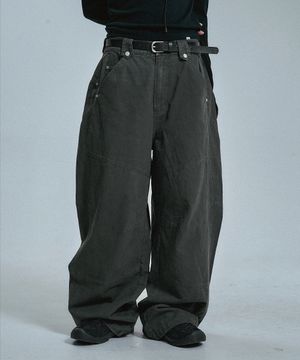 테크니컬 워시드 코튼팬츠 - 다크그레이