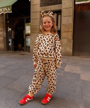 레오파드 상하 세트_베이지