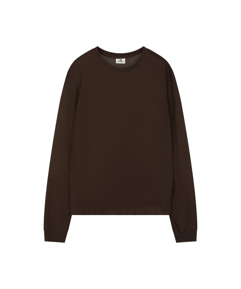 SUNDAY MINI WAFFLE LS TEE BROWN