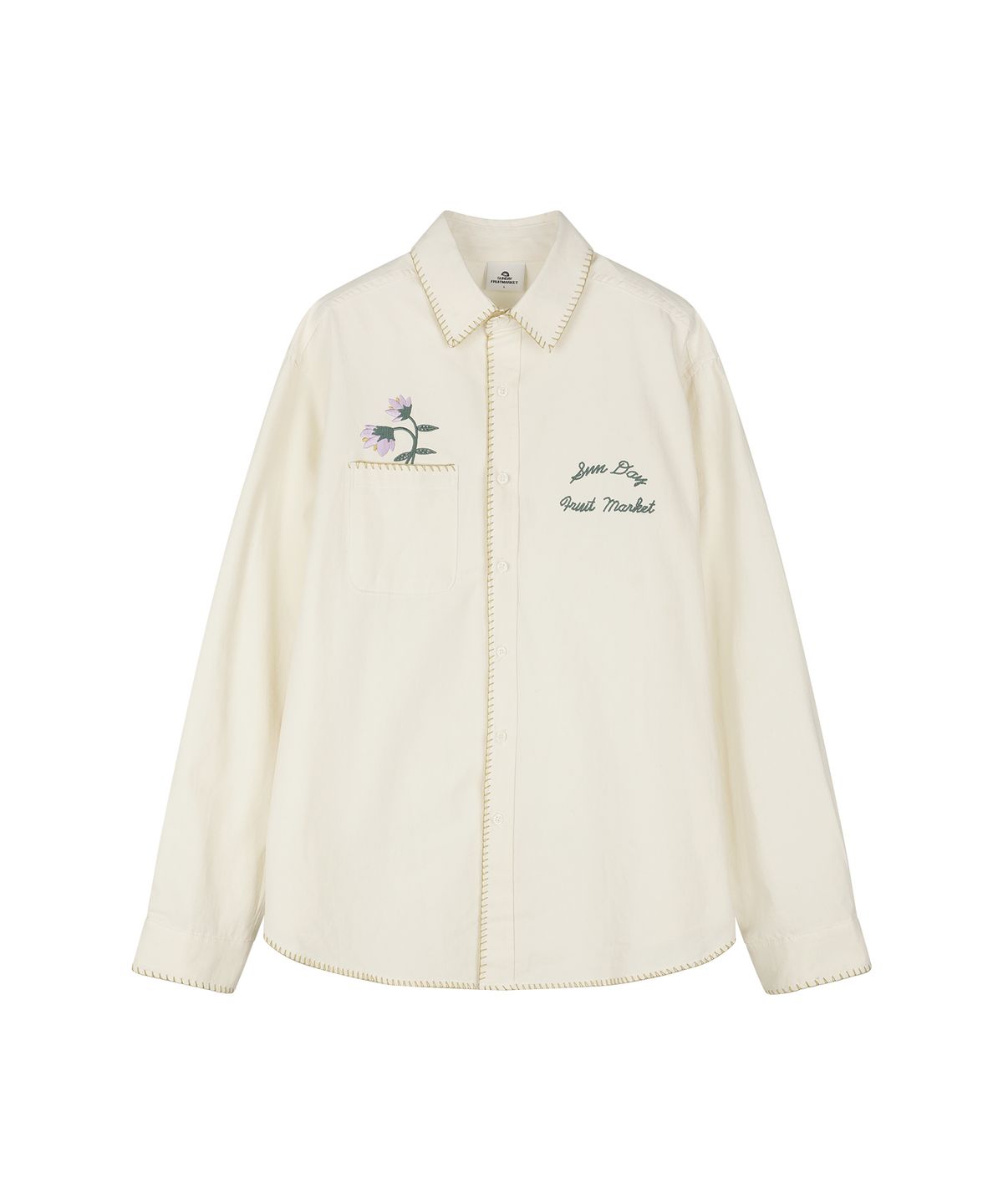 선데이후르츠마켓(SUNDAY FRUIT MARKET) POCKET FLOWER SHIRT CREAM