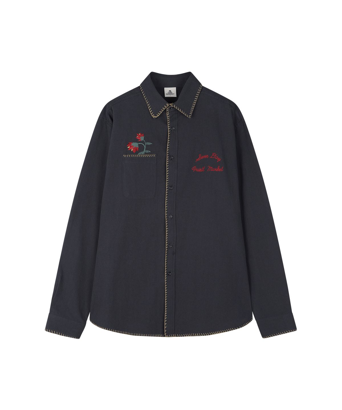 선데이후르츠마켓(SUNDAY FRUIT MARKET) POCKET FLOWER SHIRT NAVY