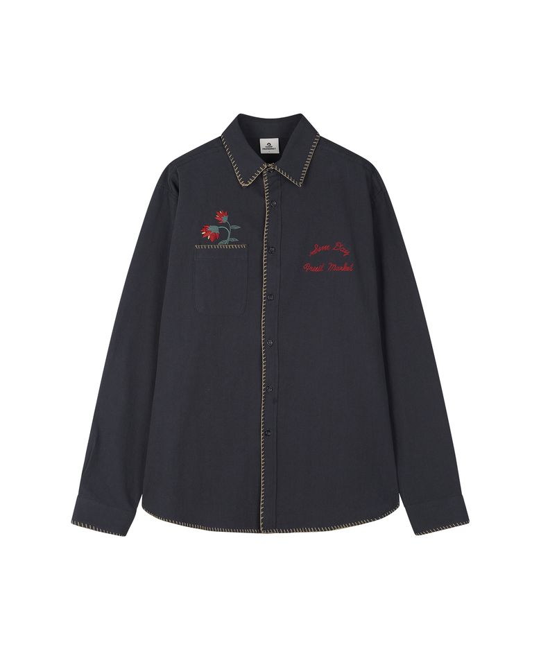 POCKET FLOWER SHIRT NAVY