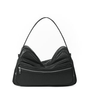 멀티 쉘 레더 숄더 토트백 - 블랙