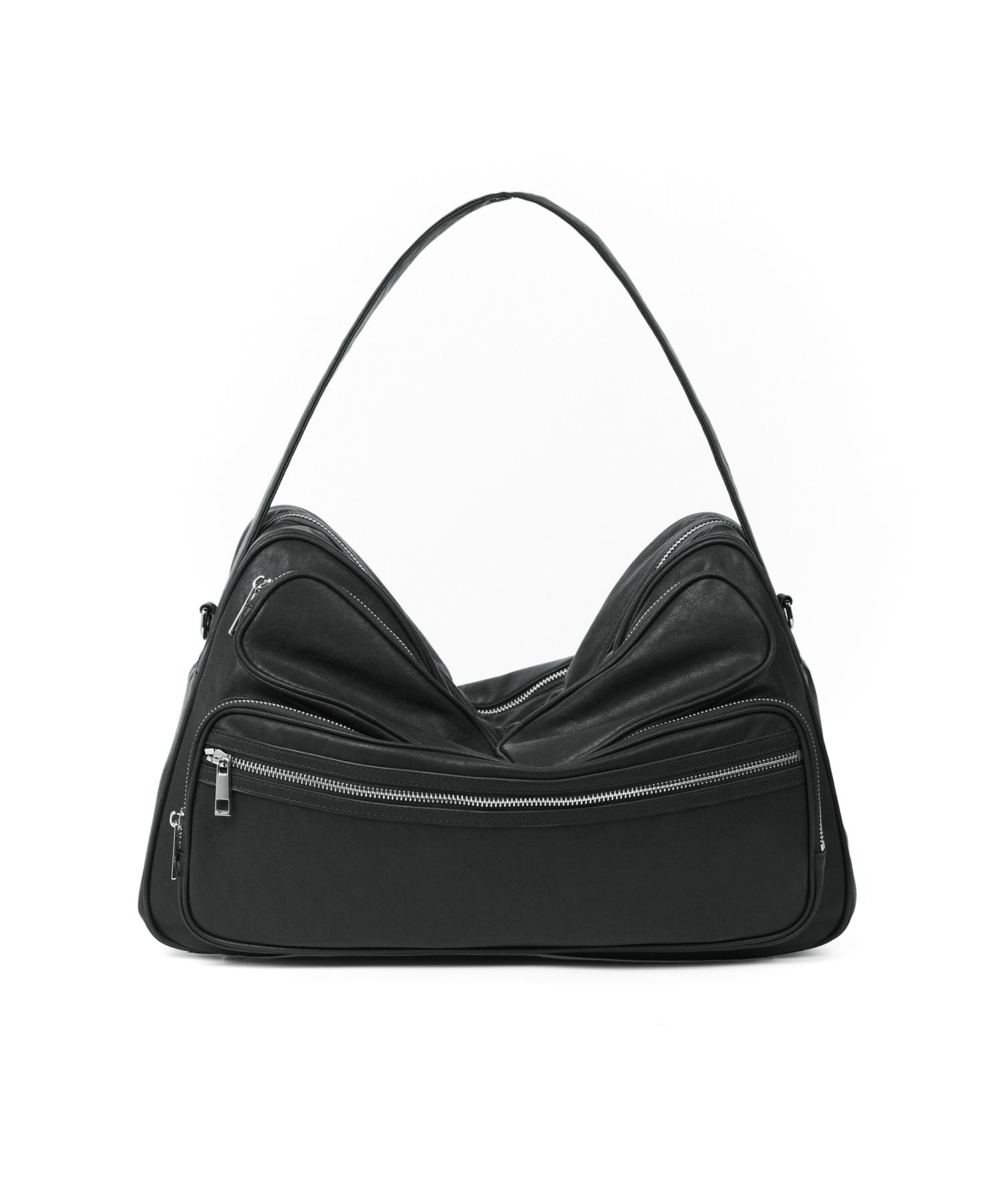 MUSINSA | NOISE Multi Shell Leather Shoulder Tote Bag - Black
