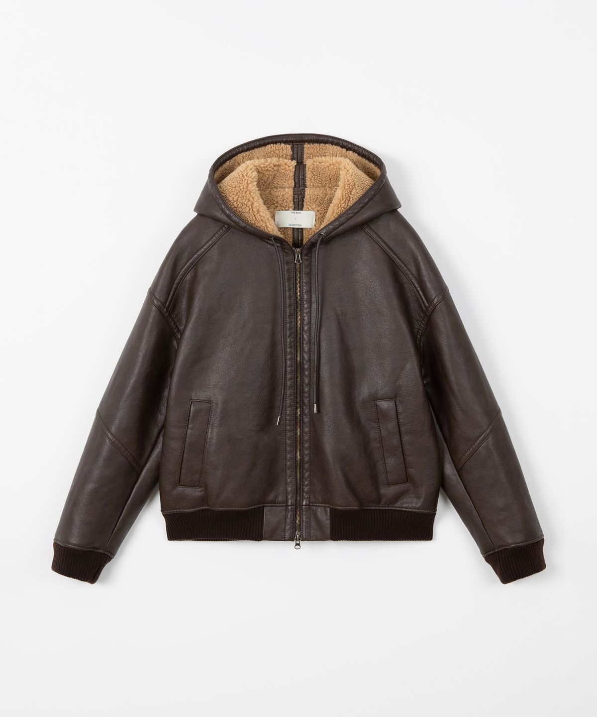 디앤드퀘스천(THEENDQUESTION) Hooded shearling jumper / BROWN