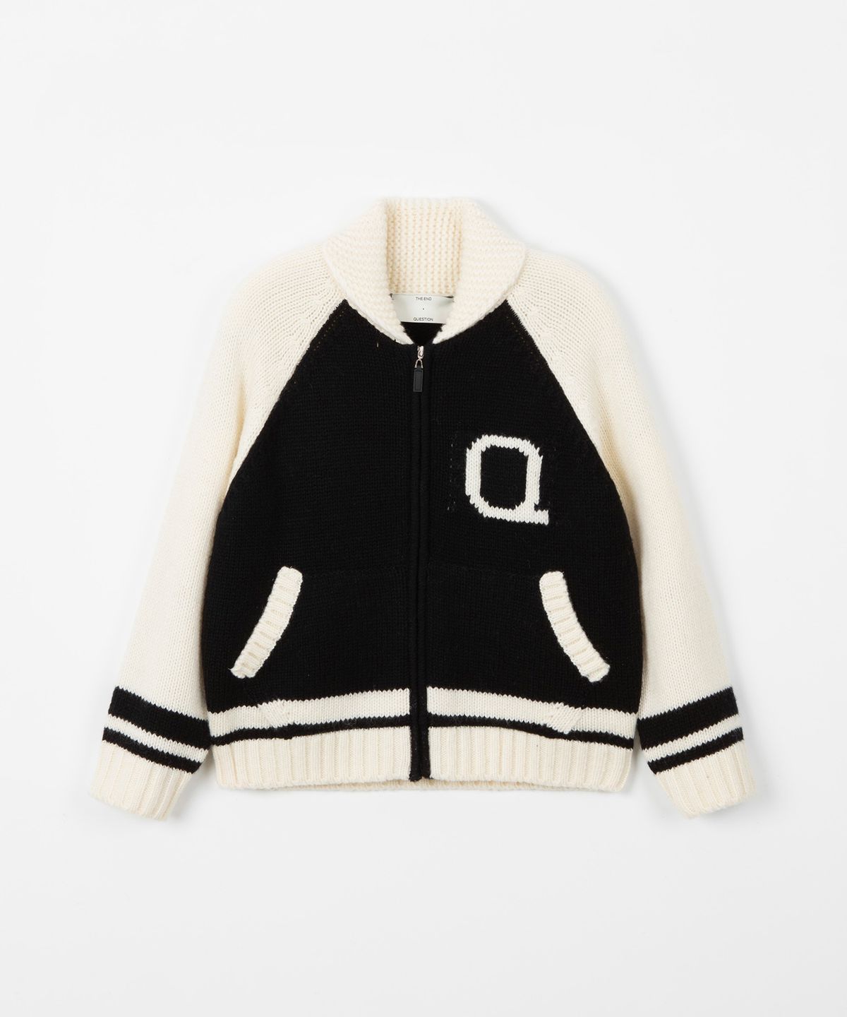 디앤드퀘스천(THEENDQUESTION) Knit zip-up jumper / BLACK
