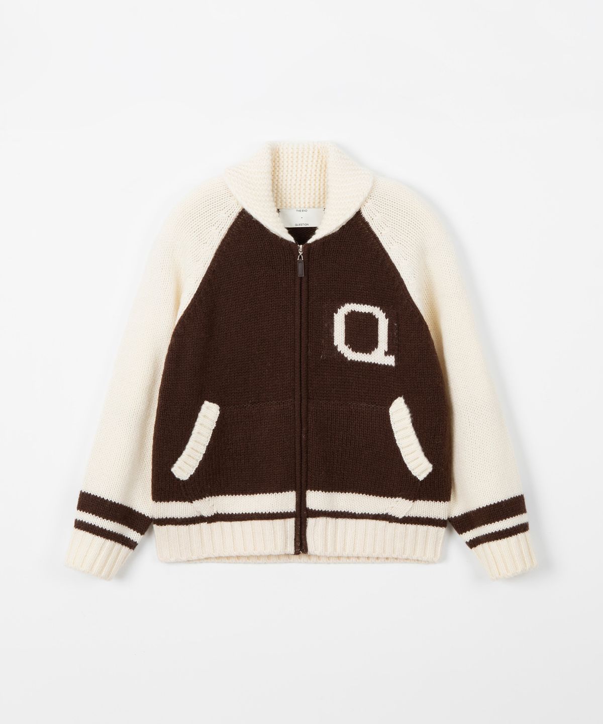 디앤드퀘스천(THEENDQUESTION) Knit zip-up jumper / BROWN