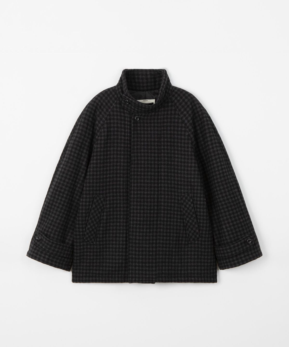 디앤드퀘스천(THEENDQUESTION) Checked Balmacaan coat / DARK GRAY