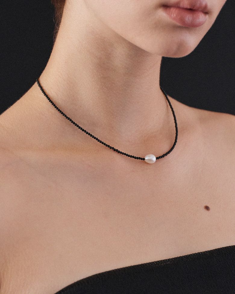 Noir Pearl Necklace (silver925)