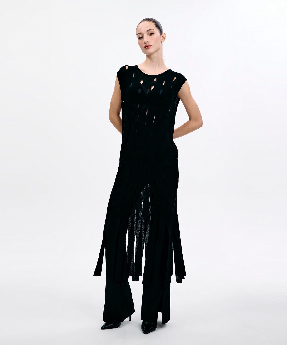 자아(JAAH) 니트 민소매 원피스_블랙