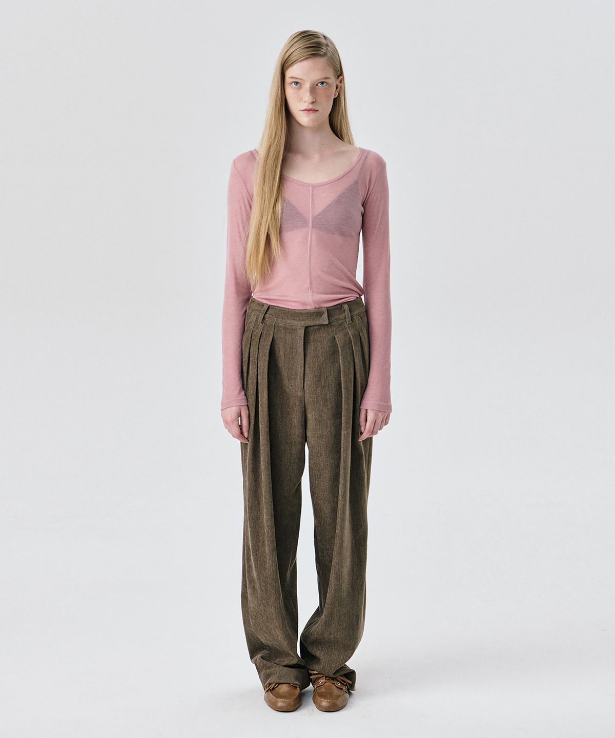 분더캄머(WNDERKAMMER) U neck Sheer T_Pink(U넥 쉬어 티_핑크)