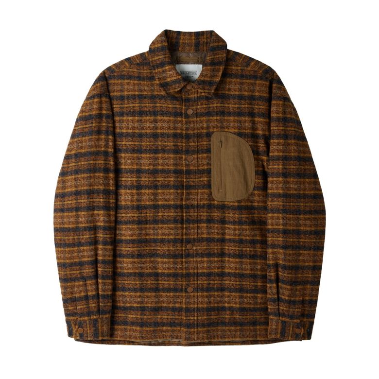 WOVEN PATCH FLANNEL SHACKET - ORANGE (P254UPD432)