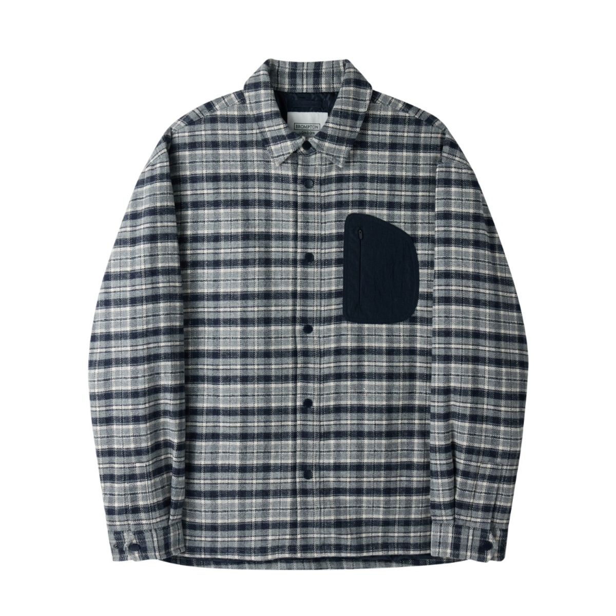 브롬톤 런던(BROMPTON LONDON) WOVEN PATCH FLANNEL SHACKET - NAVY (P254UPD432)