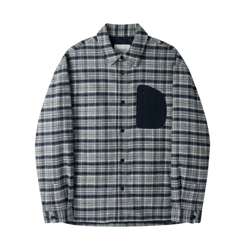 WOVEN PATCH FLANNEL SHACKET - NAVY (P254UPD432)