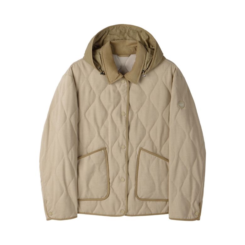 W HOOD DETACHABLE PADDED JACKET - BEIGE (P254WPD135)
