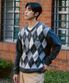 V-Neck Argyle Sweater (GREY)