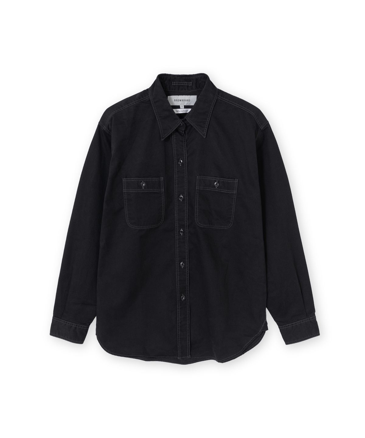 브라운야드(BROWNYARD) W 워시드 워크 셔츠, 블랙