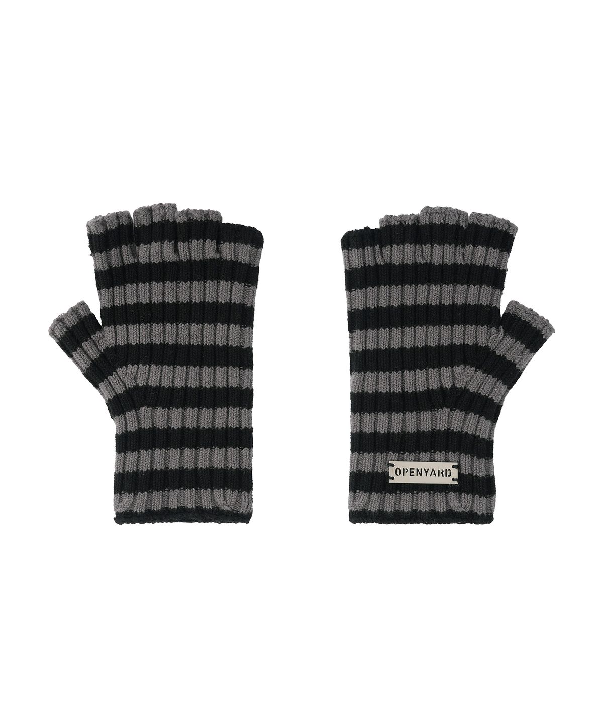 오픈야드(오와이)(OPENYARD(OY)) STRIPE FINGERLESS GLOVES - BLACK