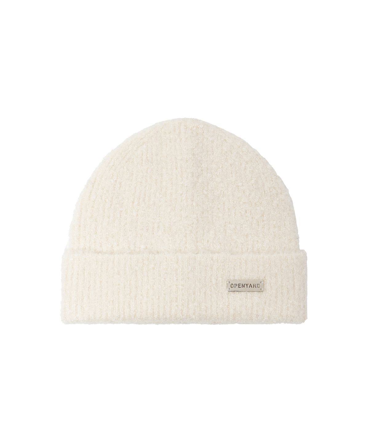 오픈야드(오와이)(OPENYARD(OY)) METAL LOGO BOUCLE BEANIE - IVORY