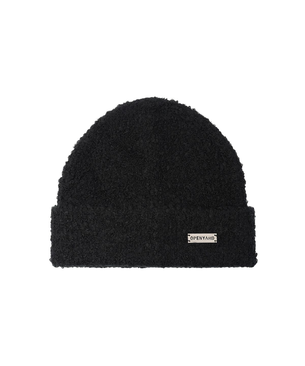 오픈야드(오와이)(OPENYARD(OY)) METAL LOGO BOUCLE BEANIE - BLACK