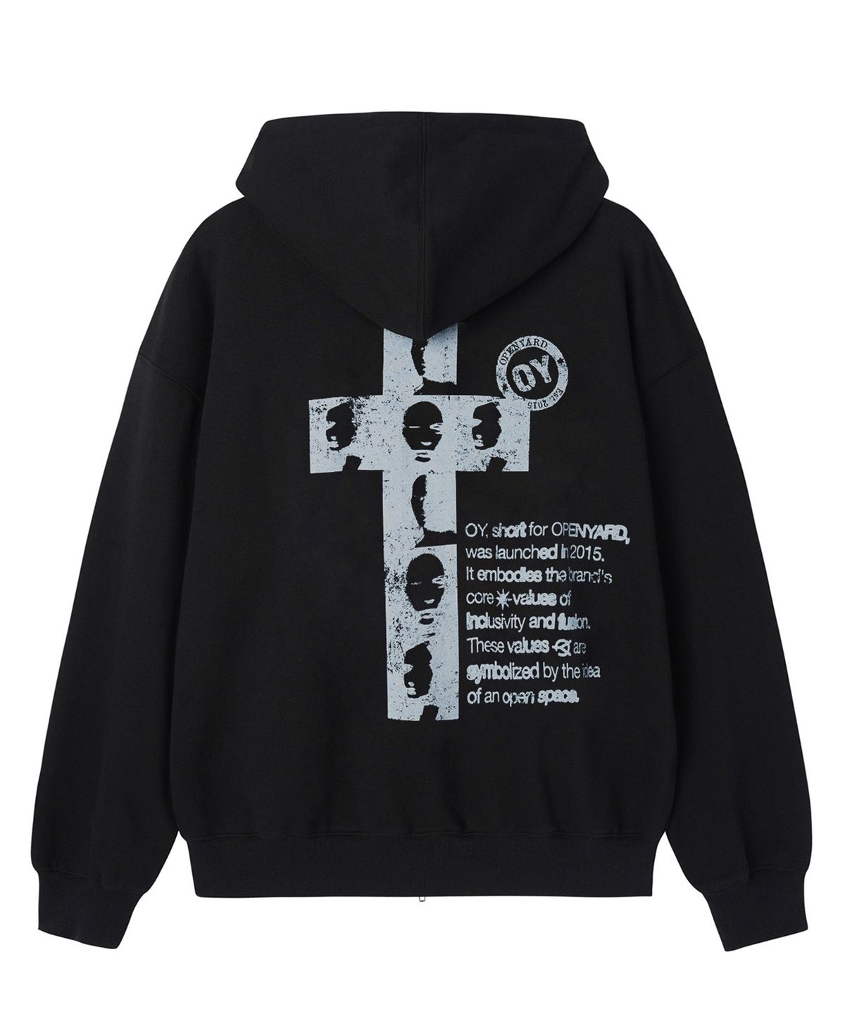 오픈야드(오와이)(OPENYARD(OY)) CROSS FACES HOODIE ZIP UP - BLACK